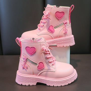 Round Toe PU Heart Boot