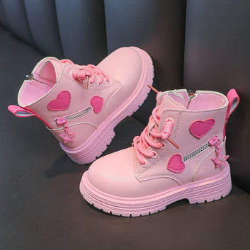 Round Toe PU Heart Boot